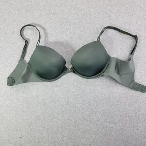 Victoria's Secret Bra Womens 32D Green Push Up Seamless Microfiber Underwire